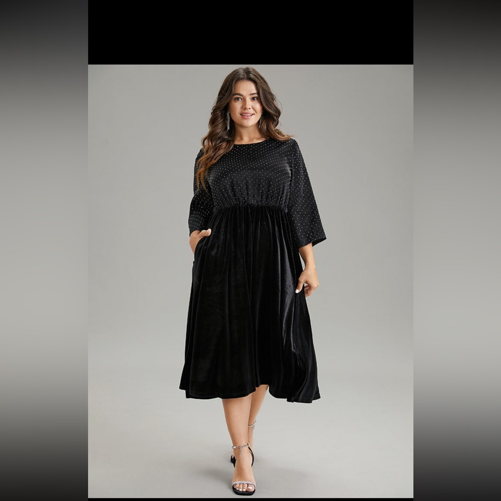 BloomChic Black Polka Dot Midi Dress